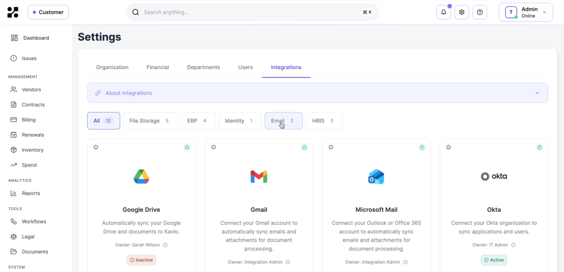 Kavlo MCP integrations overview