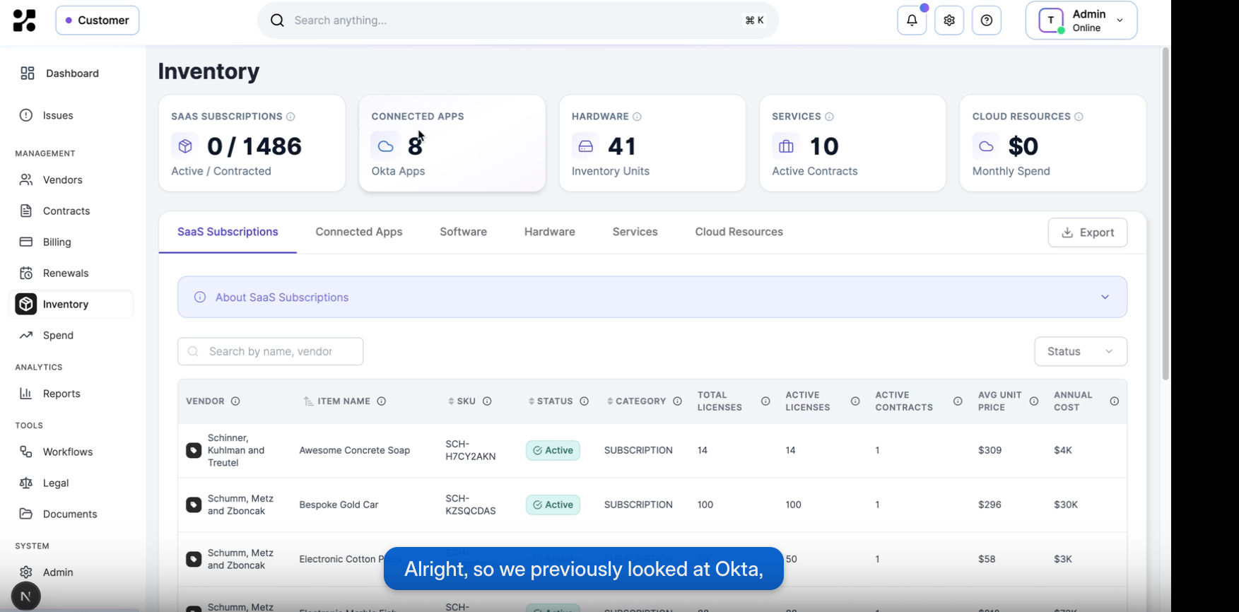 Kavlo inventory and subscription management overview